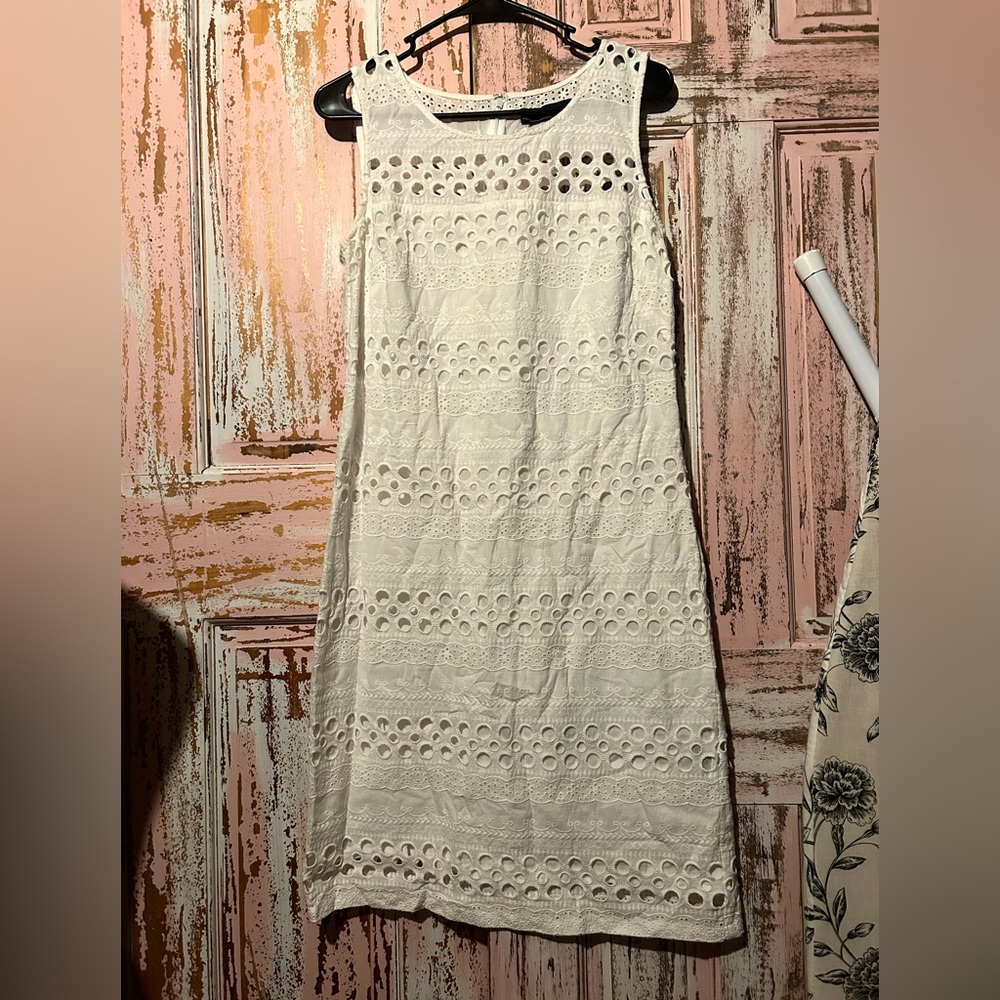 Chetta B White Eyelet Midi Dress
